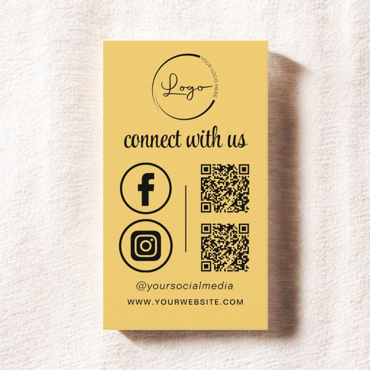 Yellow QR Connect With Us Business Logo Business Card