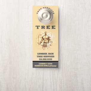 *~*  Yellow QR Lumber Jack TREE Tree Services Door Door Hanger