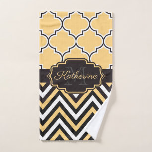 Yellow Quatrefoil Bath Towel Set
