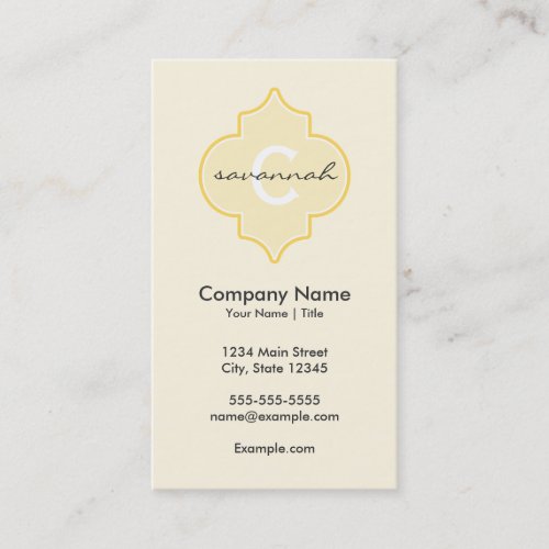 Yellow Quatrefoil Business Cards