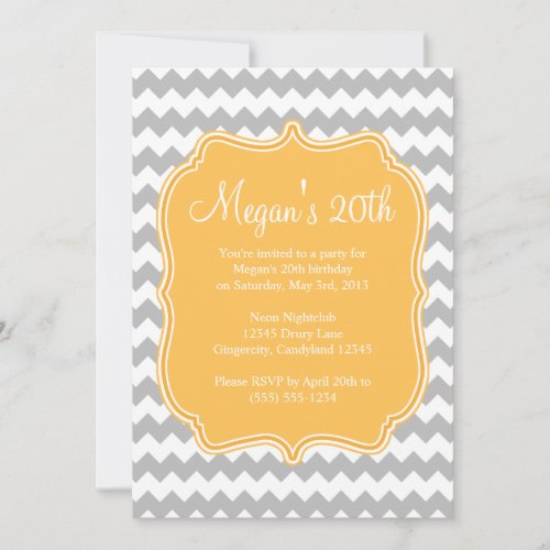 Yellow Quatrefoil Chevron Birthday Invitation