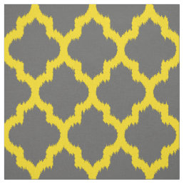 Yellow Quatrefoil Ikat Custom Gray Background 2 Fabric