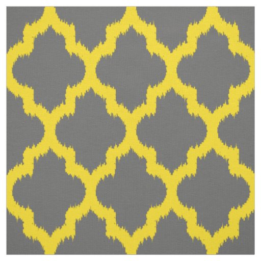 Yellow Quatrefoil Ikat Custom Gray Background 2 Fabric