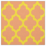 Yellow Quatrefoil Ikat Custom Orange Background 2 Fabric