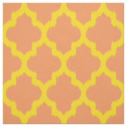Yellow Quatrefoil Ikat Custom Orange Background 2 Fabric