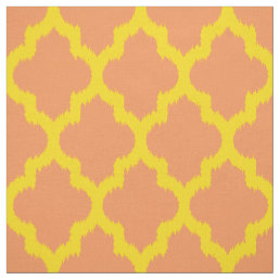 Yellow Quatrefoil Ikat Custom Orange Background Fabric