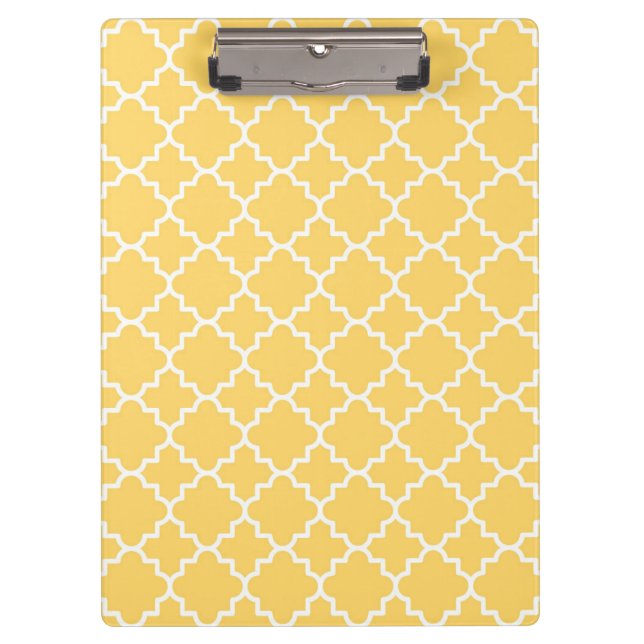 Yellow Quatrefoil Pattern Clipboard (Front)