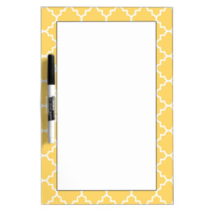 Yellow Quatrefoil Pattern Dry-Erase Board