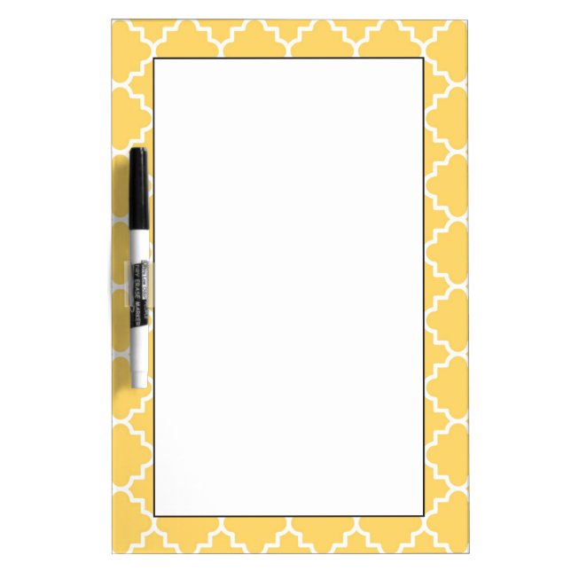 Yellow Quatrefoil Pattern Dry-Erase Board (Front)