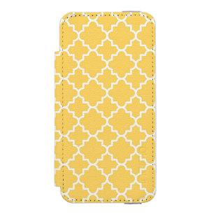 Yellow Quatrefoil Pattern Wallet Case For iPhone SE/5/5s