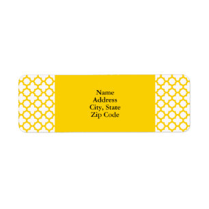 Yellow Quatrefoil Pattern Label