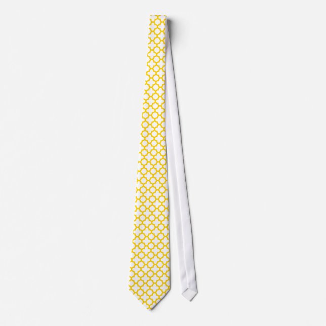 Yellow Quatrefoil Pattern Neck Tie (Front)