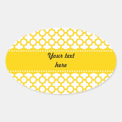 Yellow Quatrefoil Pattern Oval Sticker