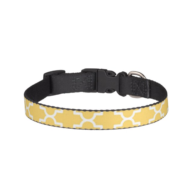 Yellow Quatrefoil Pattern Pet Collar (Front)