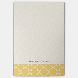 Yellow Quatrefoil Pattern Post-it Notes