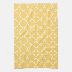 Yellow Quatrefoil Pattern Towel