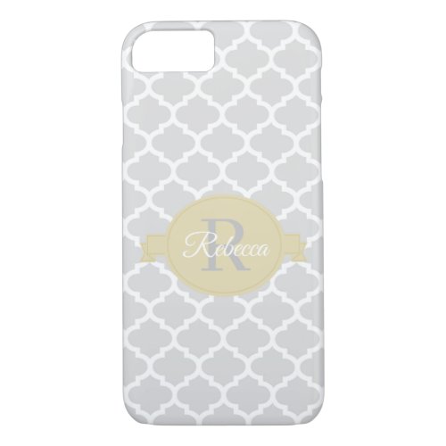 Yellow Quatrefoil Personalized iPhone 87 Case