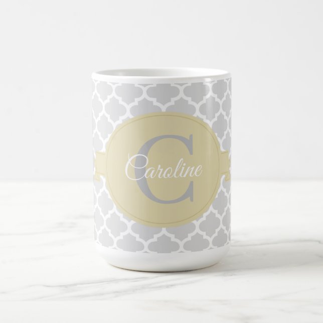 Yellow Quatrefoil Personalized Coffee Mug (Center)