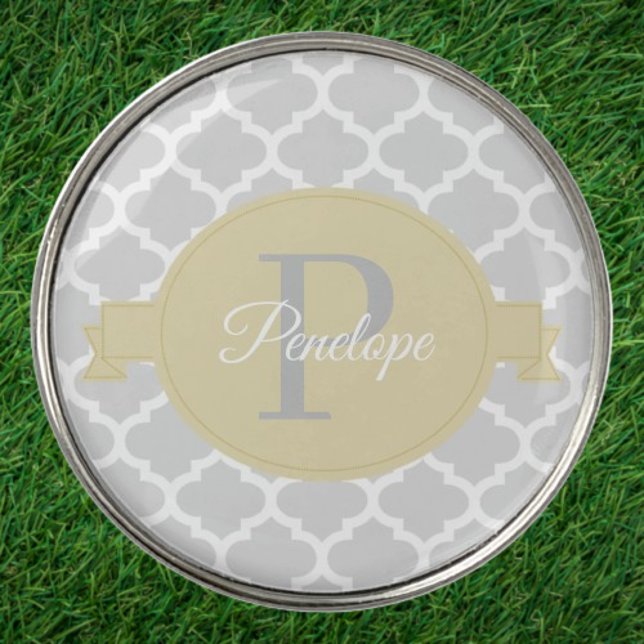 Yellow Quatrefoil Personalized Golf Ball Marker (Yellow Quatrefoil Personalized Golf Ball Marker)