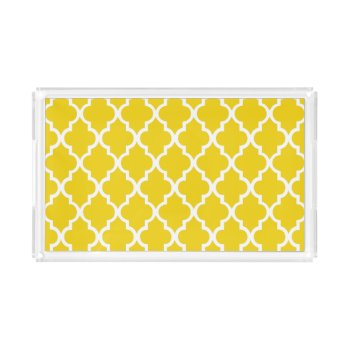 Yellow Quatrefoil Tiles Pattern Acrylic Tray by heartlockedhome at Zazzle