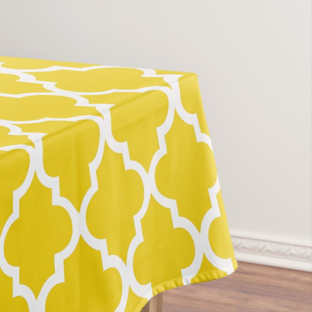 Yellow Quatrefoil Tiles Pattern Tablecloth (In Situ)