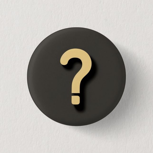 Yellow Question Mark in a Dark Circle Background Button (Front)