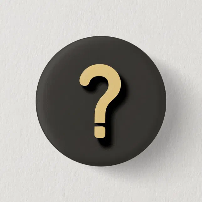 Yellow Question Mark in a Dark Circle Background Button | Zazzle