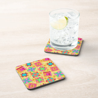 Yellow Quilt Block Art Coaster