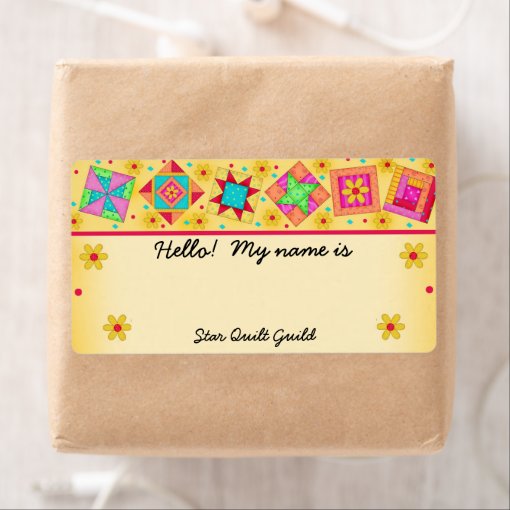 Yellow Quilt Blocks Quilters Name Tag Zazzle