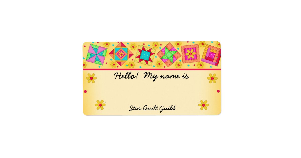 Yellow Quilt Blocks Quilters Name Tag Zazzle