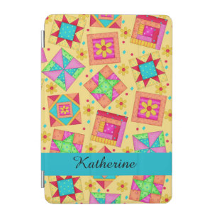Yellow Quilt Patchwork Block Name Personalized iPad Mini Cover