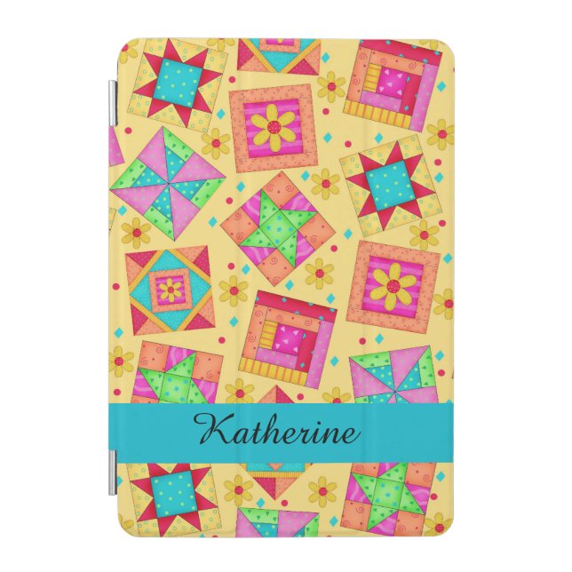 Yellow Quilt Patchwork Block Name Personalized iPad Mini Cover (Front)