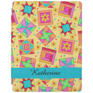 Yellow Quilt Patchwork Block Name Personalized iPad Smart Cover