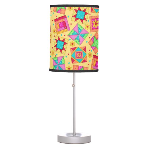 Yellow Quilt Patchwork Blocks Decorative Lighting Table Lamp