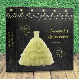 Yellow Quinceanera Dress String Light Photo Album 3 Ring Binder