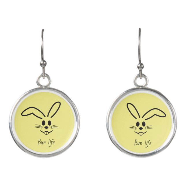 yellow Rabbit head Dangle Earrings (Front)