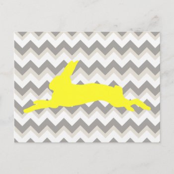 Yellow Rabbit Silhouette On Chevron Stripes Postcard by PatternPlethora at Zazzle
