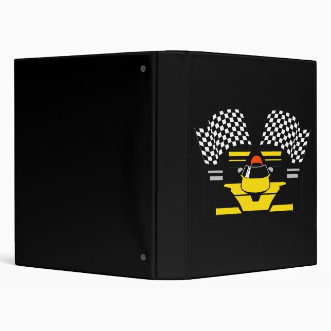 YELLOW RACE CAR 3 RING BINDER (Background)