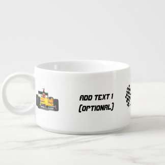 Yellow Race Car and Checkered Flags Bowl