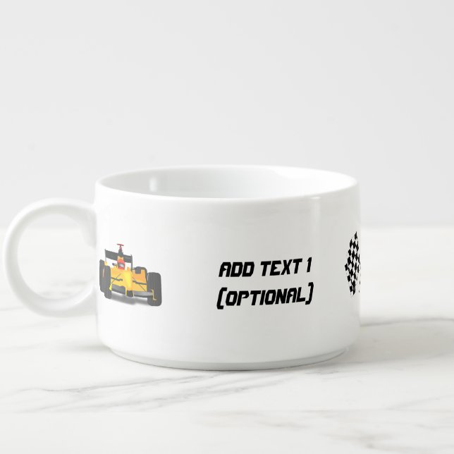 Yellow Race Car and Checkered Flags Bowl (Right)