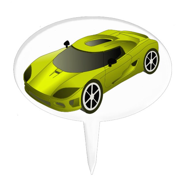 Yellow Race Car  Cake Topper (Front)