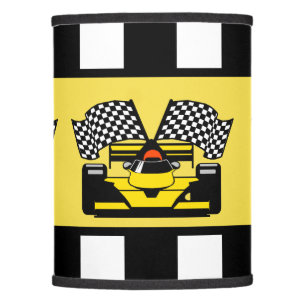 Yellow Race Car: Checker Flag Lamp Shade