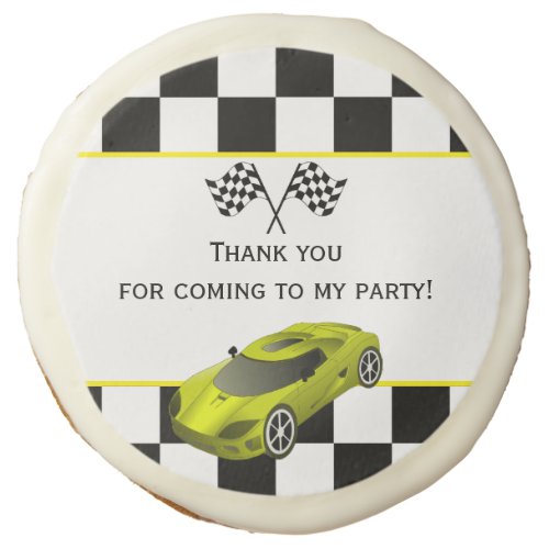 Yellow Race Car  Kids Birthday Party Favor Sugar Cookie