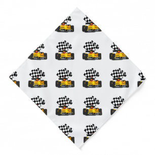 Yellow Race Car with Checkered Flag Bandana
