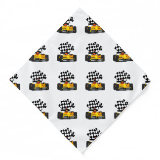 Yellow Race Car with Checkered Flag Bandana
