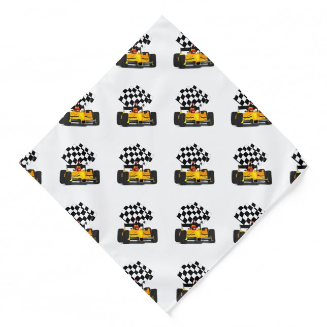 Yellow Race Car with Checkered Flag Bandana (Front)