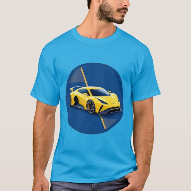 🔥 Yellow Racer Blue Contrast Speed Design T-Shirt (Front)