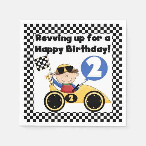 Yellow Racing Car 2nd Birthday Paper Napkins