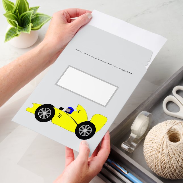 Yellow Racing Car Design Any Colour Background Envelope Mailers (Desk)