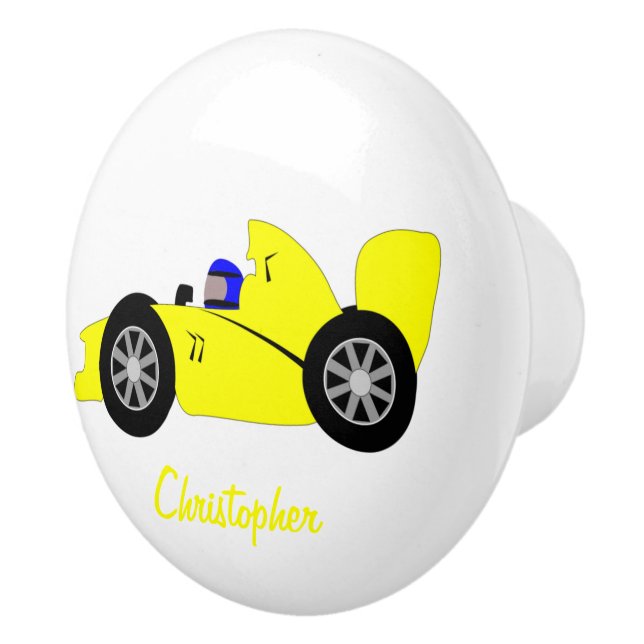 Yellow Racing Car Design Ceramic Knob (Right)